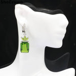 Classic Rectangular Green Peridot Earrings & PendantEarrings