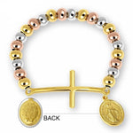 WWJD Virgin Mary Rosary Cross Stretch Strand Stainless Steel BraceletBracelet