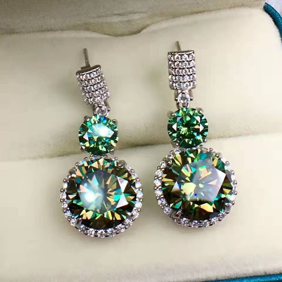 Trendy Green Emerald Earrings - 925 Sterling SilverEarrings