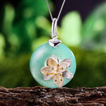 Fine Lotus Flower Green Aventurine Pendant - 925 Sterling Silver ( No Chain )PendantGreen Aventurine