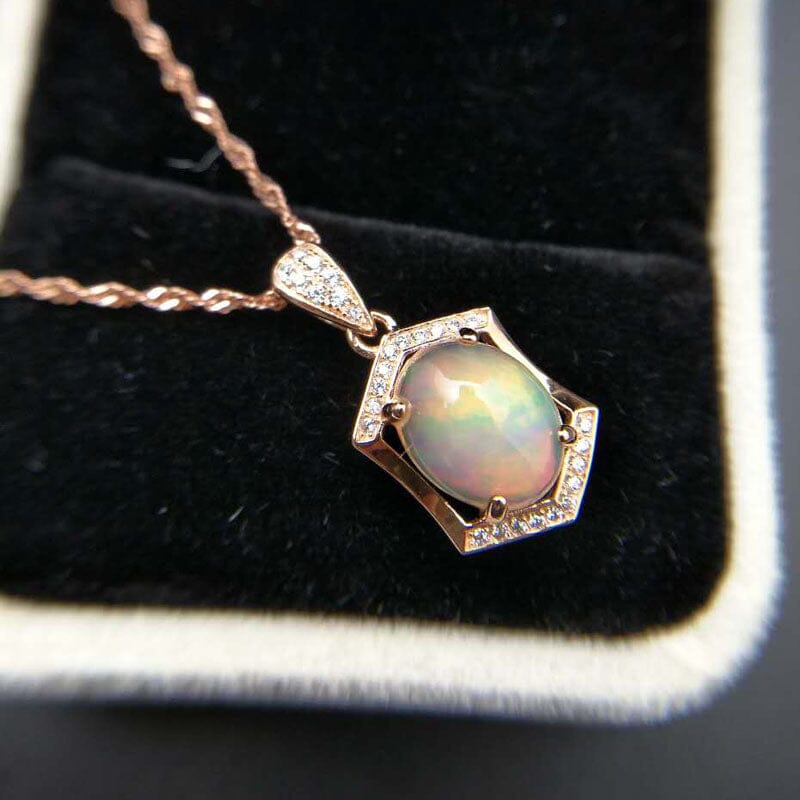 Natural Ethiopian Opal Pendant - 925 Sterling SilverNecklace