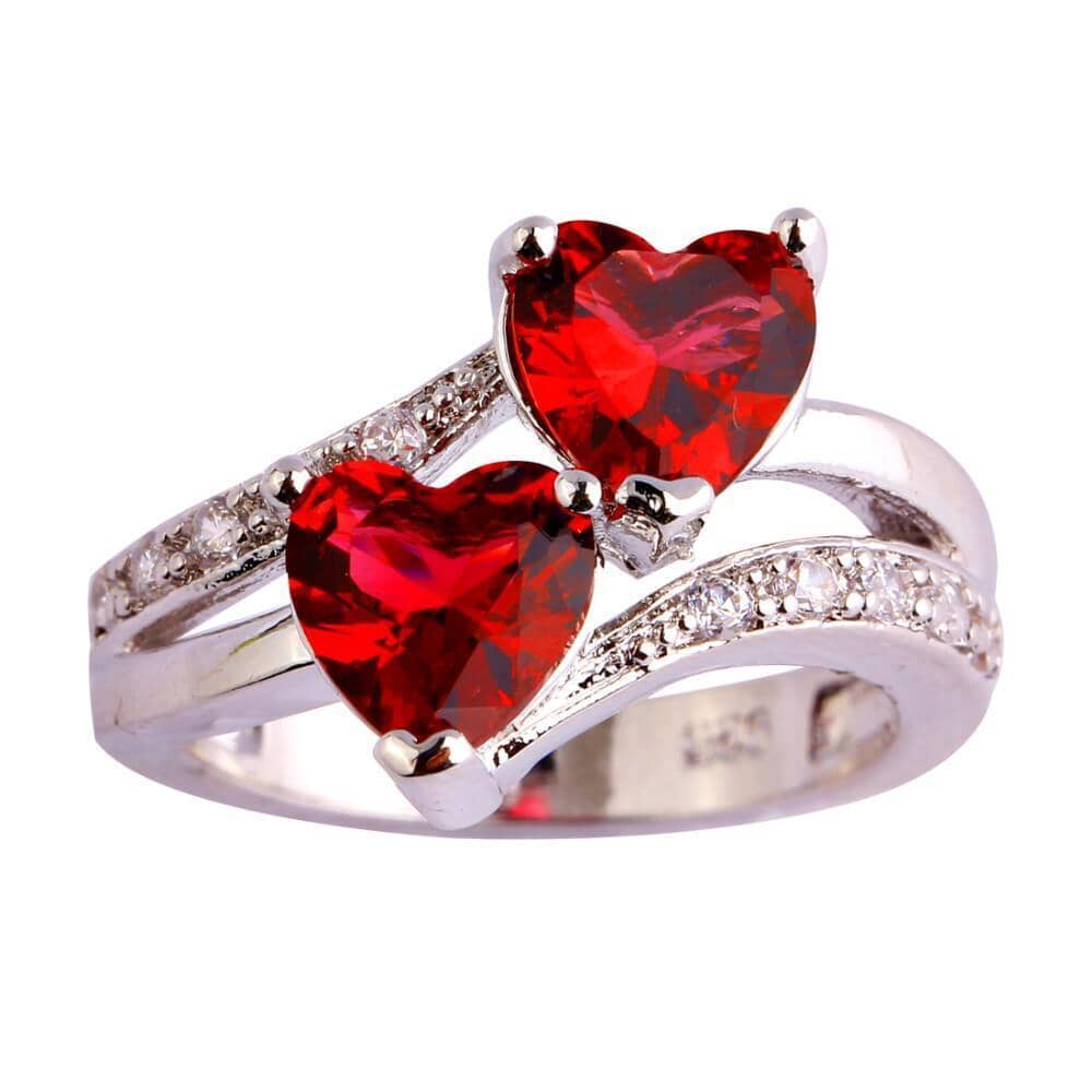 Red Ruby Spinel Double Heart Design RingRing