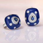 Retro Shinning Blue Sapphire Earrings- 925 Sterling SilverEarringsSilver