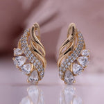 Unique Lovely Elegant Crystal Earrings - 585 Rose GoldEarringsWhite