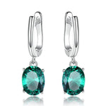 Party Fashion Blue Topaz and Emerald Gemstone Clip Earrings - 925 Sterling SilverEarringsEmerald Earrings