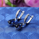 Trend Noble Blue CZ Sapphire Lady Dangle Drop EarringsEarrings
