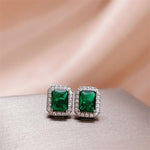 Lovely Emerald Stud Zircon Earring - 925 Sterling SilverEarrings