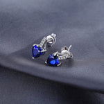 Love Heart 2.1ct Created Blue Sapphire Stud Earrings - 925 Sterling SilverEarrings