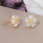 Cherry Blossom Fire Opal Stone Stud EarringsEarrings