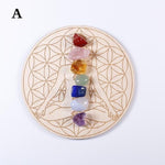 Natural Seven Chakra Healing Stone + Seven Star Array Wood PlateRaw Stone