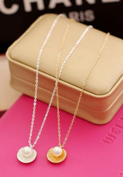 Summer Style Puka Shell Pearl Pendant NecklaceNecklace