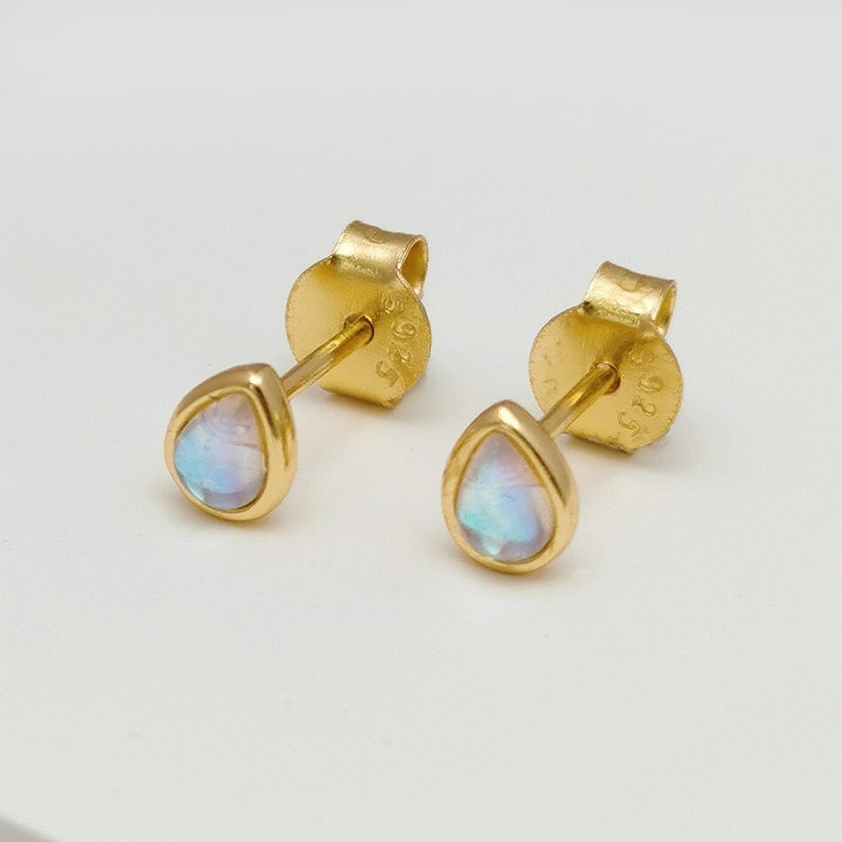 Classic Mini Drop-shaped Opal Stud Earrings - 18K Gold Plated 925 Sterling SilverEarrings