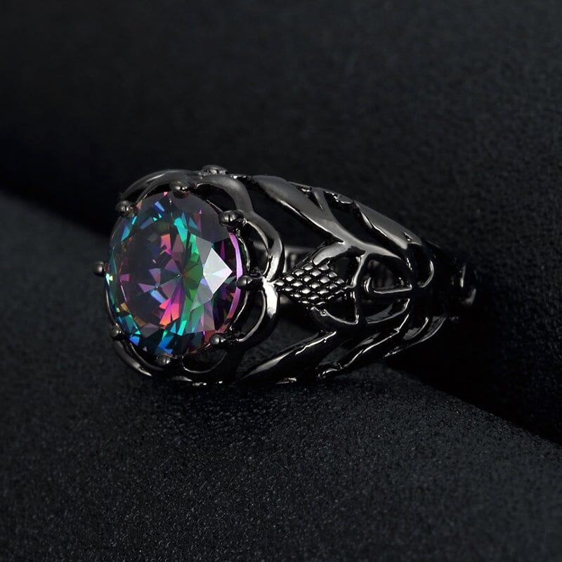 Luxurious Rainbow Mystic Fire Topaz 10KT Black Gold Filled RingRing