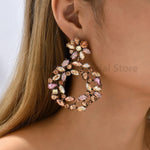 Party Oversize Colorful Luxury Crystal Dangle EarringsEarringsPink