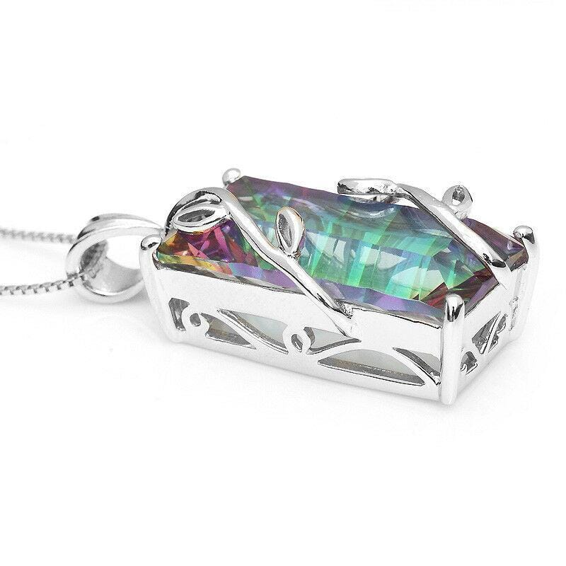 Rainbow Mystic Topaz Pendant Necklace - 925 Sterling SilverNecklace