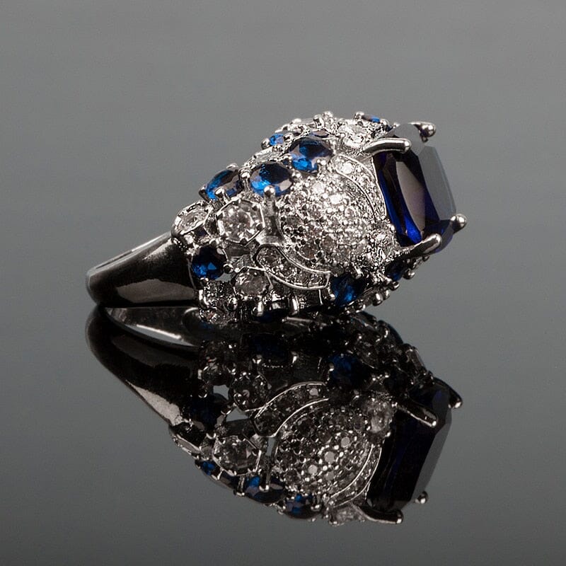 Charm Sapphire White Topaz Multi Stone Ring - 925 Sterling SiilverRing