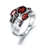 Three Stone Red Garnet Ring - 925 Sterling SilverRing5