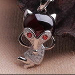 Elephant Fish Fox Crab Garnet Pendant Necklace - 925 Sterling SilverNecklace