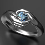 Embracing You With My Hands Round Cut Aquamarine RingRing