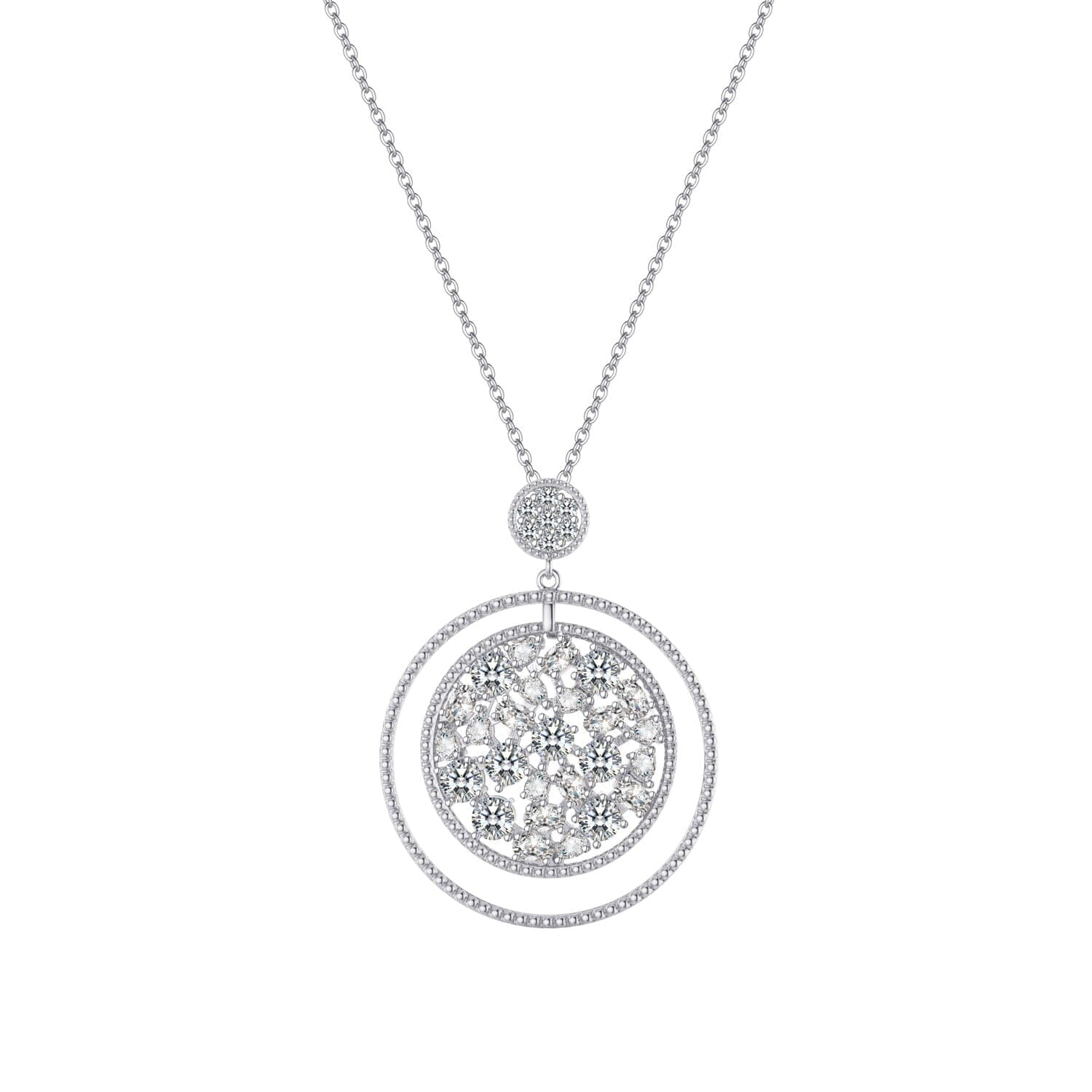 Promise Open Circle Crystals Pendant NecklaceSILVER