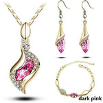 Elegant Party Crystals Jewelry SetJewelry SetGold Dark Pink