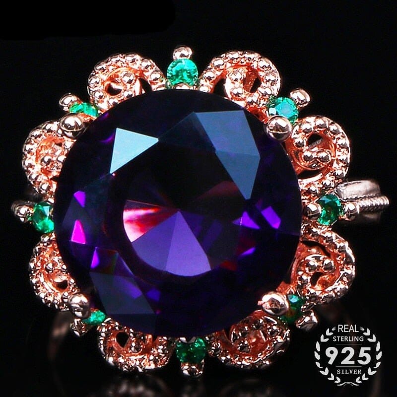 Charm Classic Flower Amethyst Gemstone RingRing