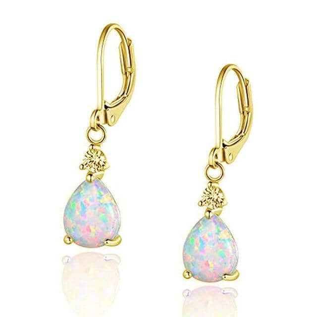 Boho Pink & White Fire Opal Dangle EarringsEarrings