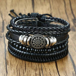 4Pcs/Set Braided Wrap Leather Bracelets for MenBraceletSet 17