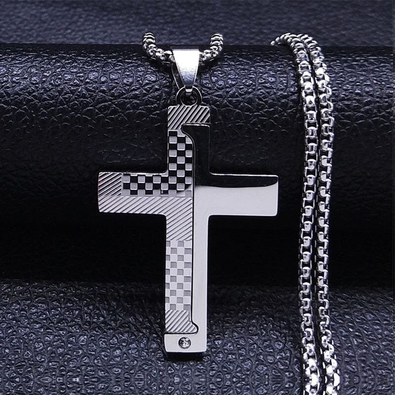 WWJD Cross Christian Prayer Necklace - ( Stainless Steel Gold )Necklace