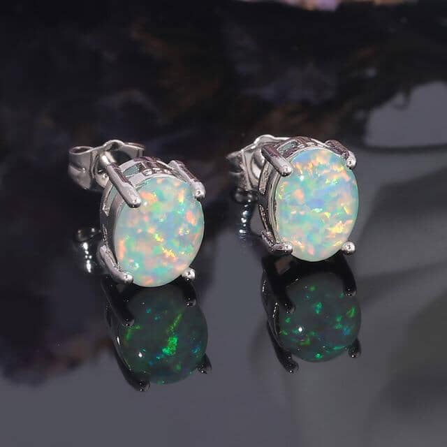 Green Fire Opal Geometric Stud EarringsEarrings