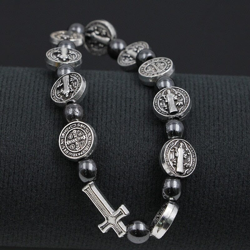 WWJD St. Benedict Medal Cross Prayer BraceletBracelet