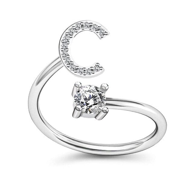 Initial Letter Alphabet A-Z Ring - 925 Sterling SilverRing