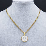 WWJD Christian Jesus Cross Stainless Steel Shell NecklaceNecklace