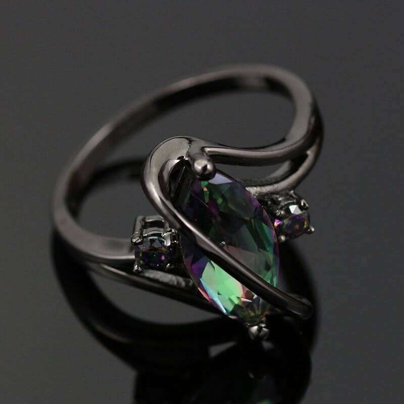 Rainbow Topaz Black Gold Plated RingRing