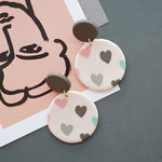 Cute Light Colored Polymer Clay Pop Heart Design Drop EarringsEarrings