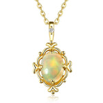 Luxury Natural Opal Rose Quartz Pendant Charm Necklace - 925 Sterling SilverNecklaceopal
