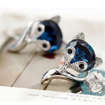 King Sweet Fox Sapphire Crystal Earrings - 925 Sterling SilverEarrings