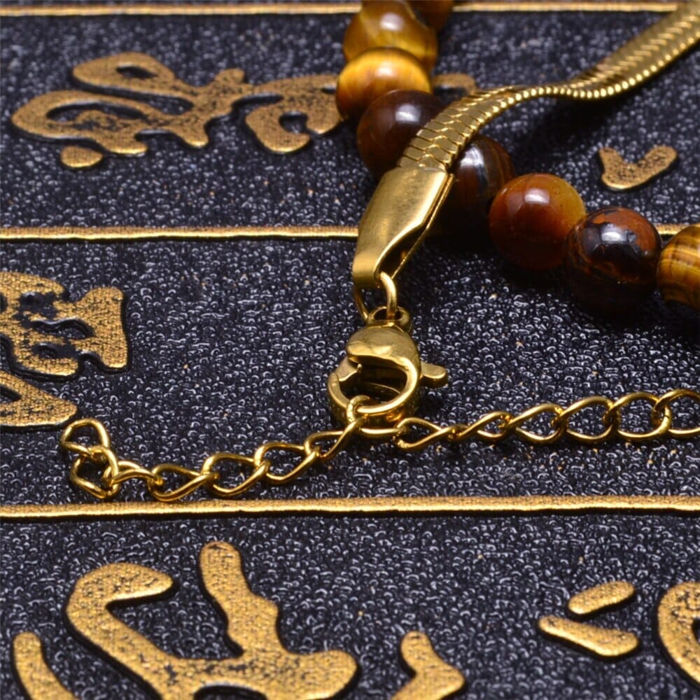 Tiger Eye Stone Beads Buddha Mala Snake Chain BraceletBracelet