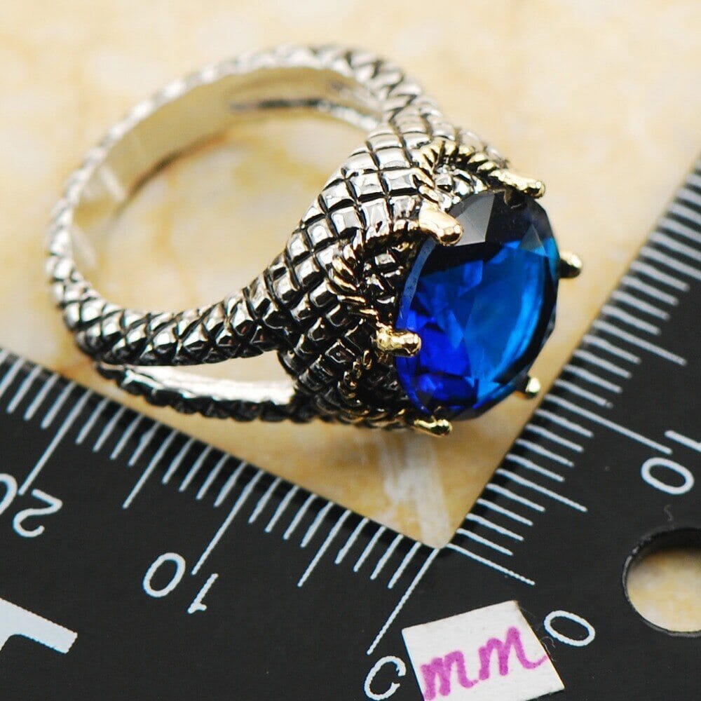 Fancy Blue CZ Sapphire Ring - 925 Sterling SilverRing