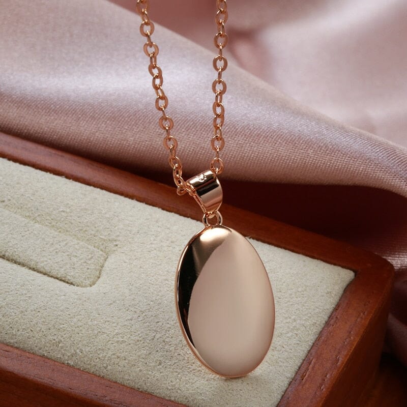 Hot Fashion Glossy Dangle Oval Necklace - 585 Rose GoldNecklace