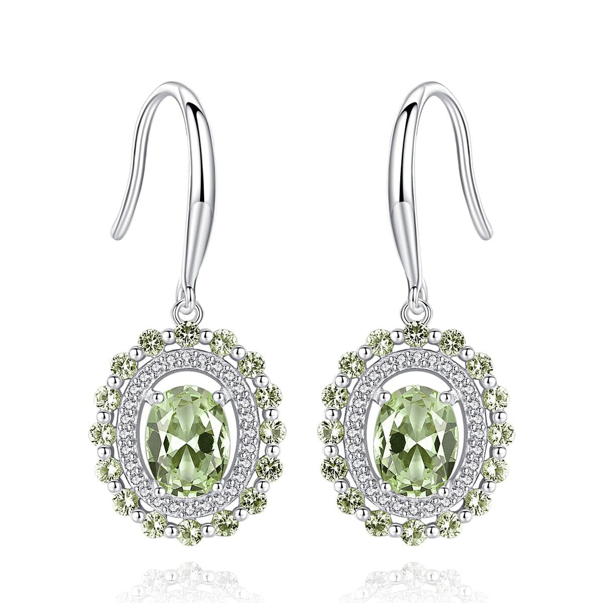 Mint Green Fashion Peridot Gemstone Hook Earrings - 925 Sterling SilverEarrings