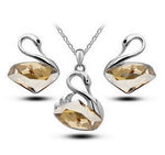 Swan Jewelry Set [Necklace + Earrings]Jewelry SetSilver and Champagne