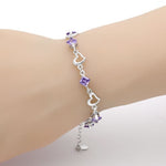 Amethyst Crystal Heart Bracelet - 925 Sterling SilverBracelet