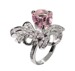 New Fashion Pink Sapphire Bow Adjustable RingRing