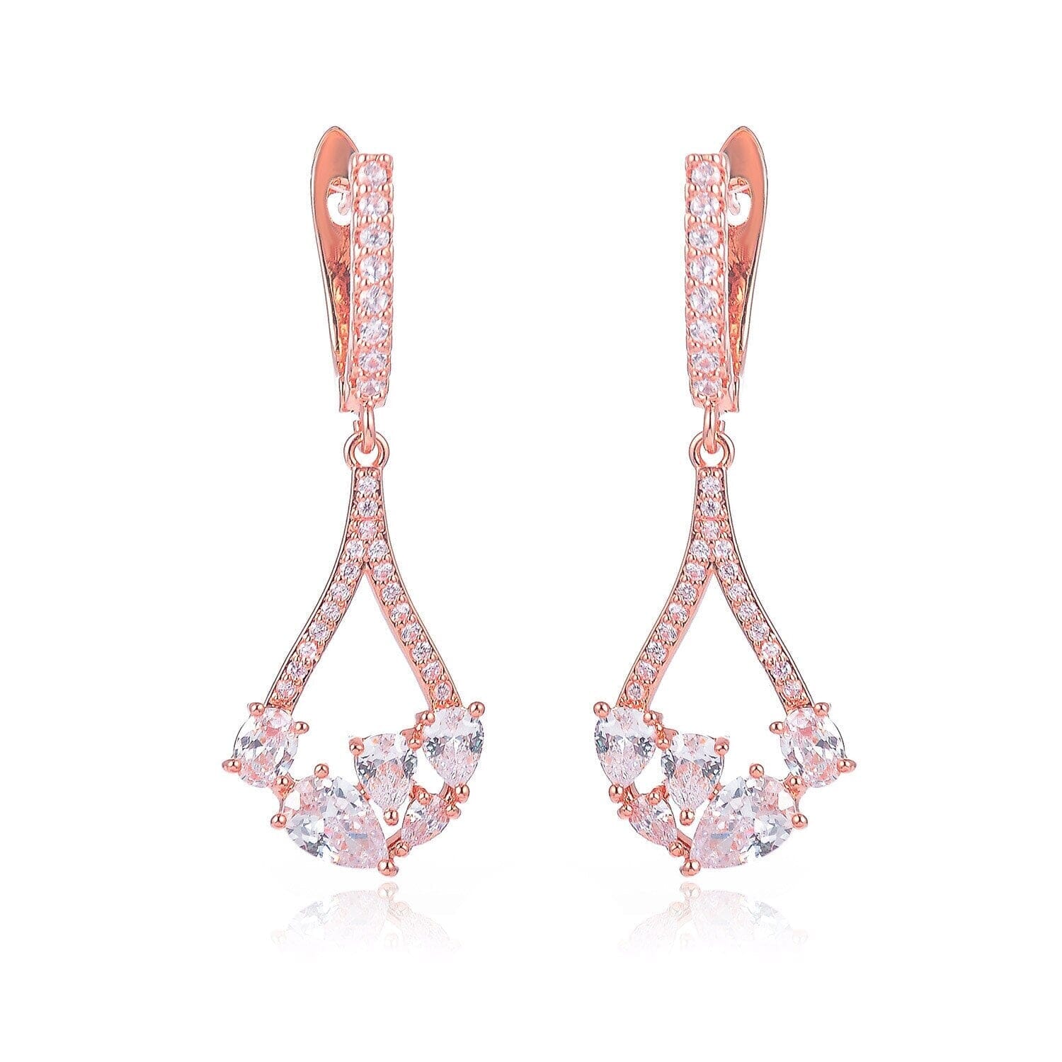 Compact And Exquisite Drop-Shaped Crystal EarringsEarringsROSE GOLD