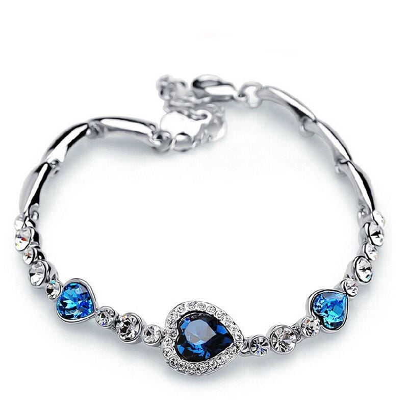 Sapphire Crystal Heart Charm BraceletBracelet