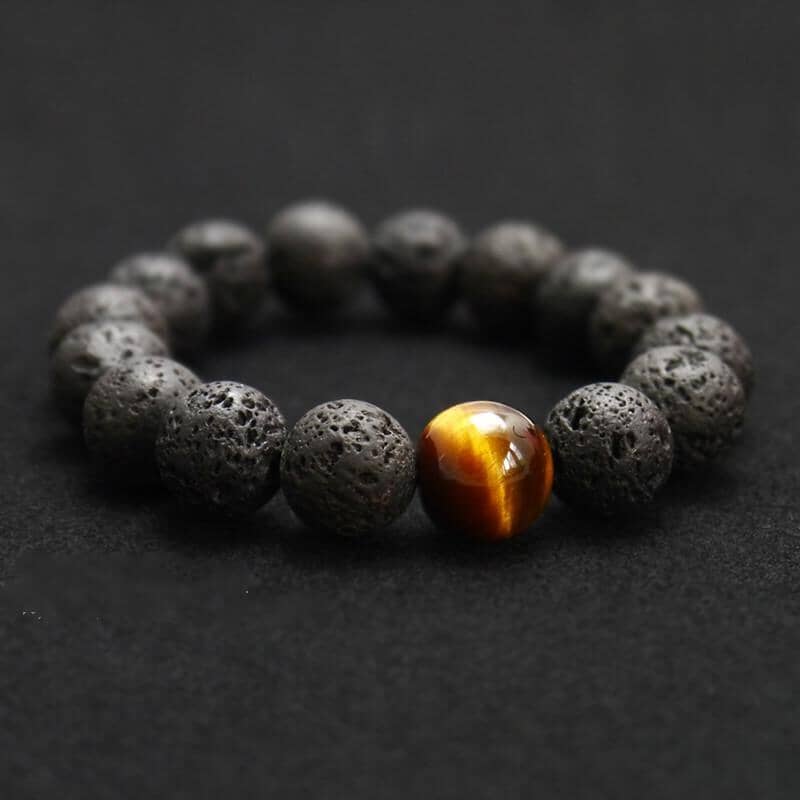 Black Volcanic Lava Stone Bracelet - For MenBracelet