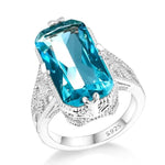 Stunning Big Aquamarine Ring - 925 Sterling SilverRing9