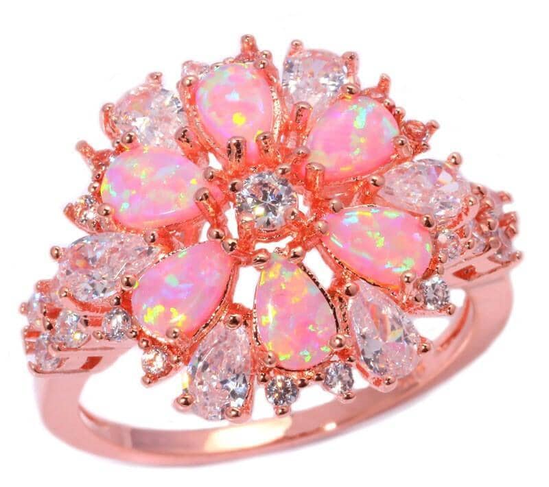 Pink Fire Opal Flower RingRing11