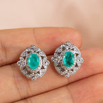 Luxurious Green Tourmaline Stud Earrings - 925 Sterling SilverEarrings